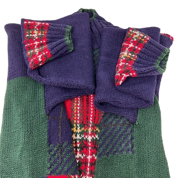 VTG Limited Oversized Hand Knit Color Block High Neck Sweater Size S Patchwork - Picture 11 of 15